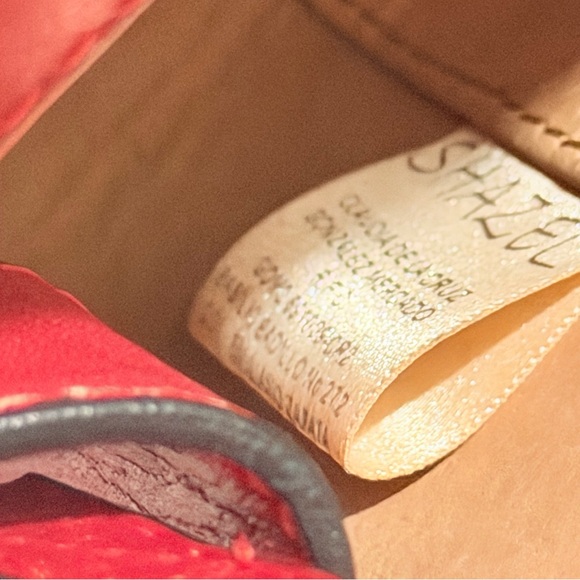 RARE Shazel Red Hand-Tooled Leather Cutout Handel Handbag Crossbody Clutch Bag - Picture 9 of 12